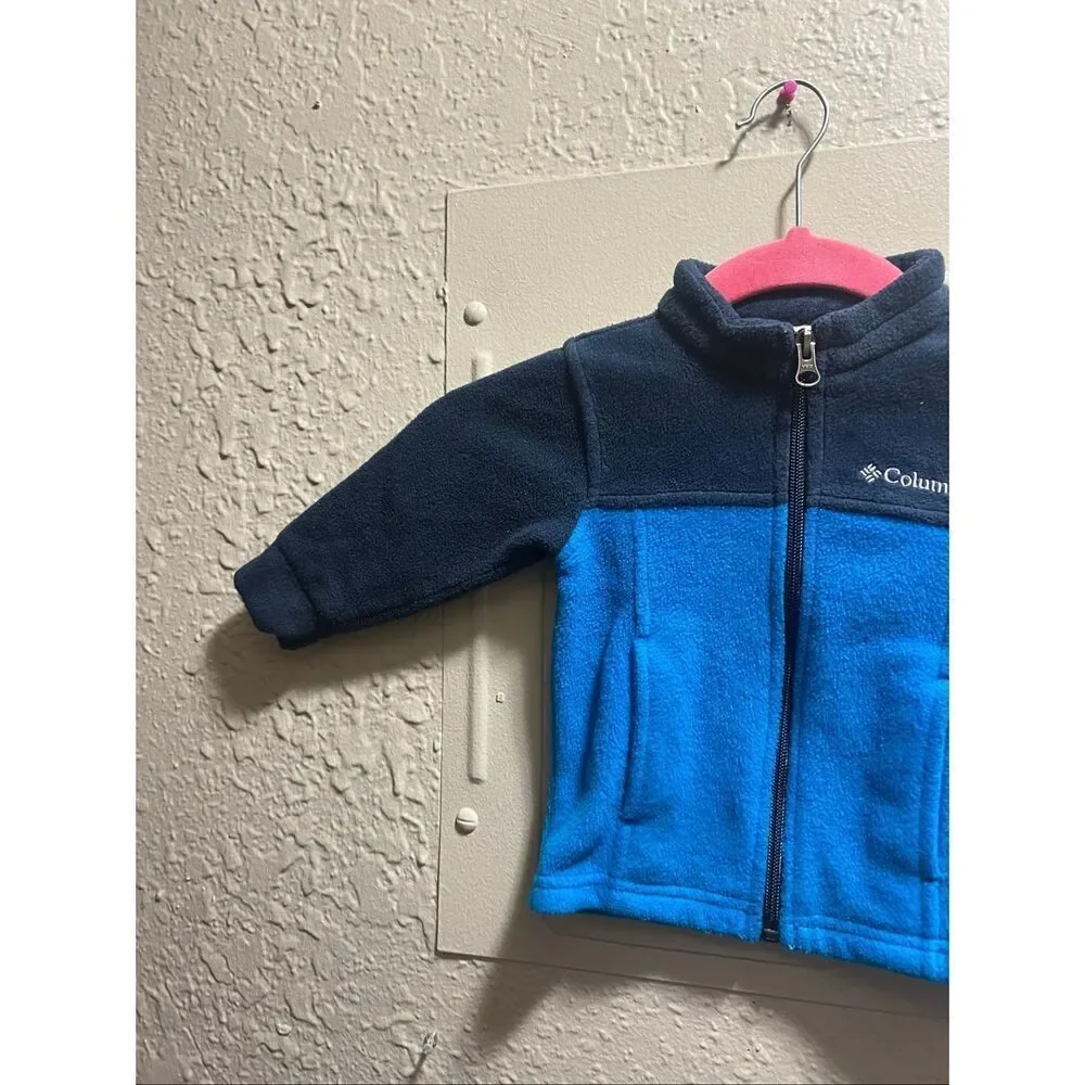 Columbia 2 Tone Blue Full Zip Up Fleece Baby Size 6-12 Month Infant Fleece Zip U